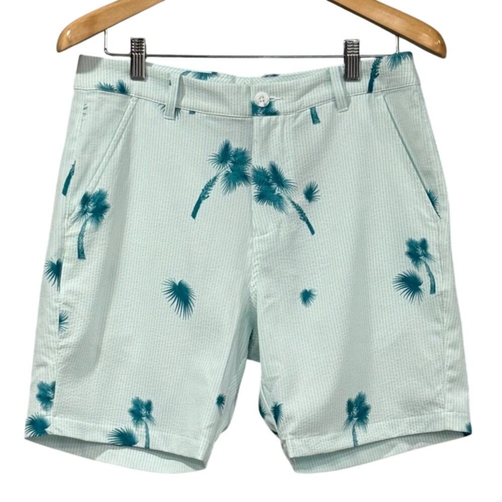 Puma x Palm Tree Crew Golf Shorts Mens 30 Aqua Palm Print Performance Resort PTC